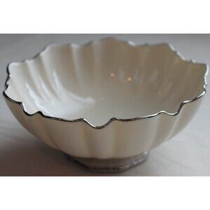 LENOX Symphony Platinum Trim Bon Bon Dish Scalloped Edge 6" Candy Nut Bowl EUC